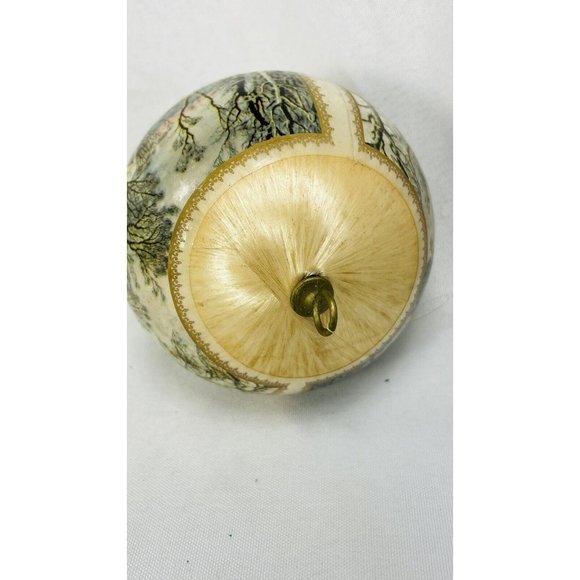 Vintage Stained White Silk Ball Christmas Tree Ornament Ives, Friend, Claus 3.5” - Picture 12 of 15